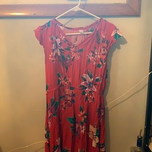 Old Navy Large red floral dress, worn once